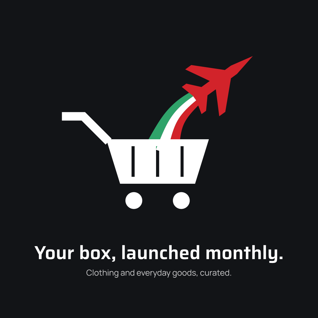Your box, launched monthly. Clothing and everyday goods, curated.